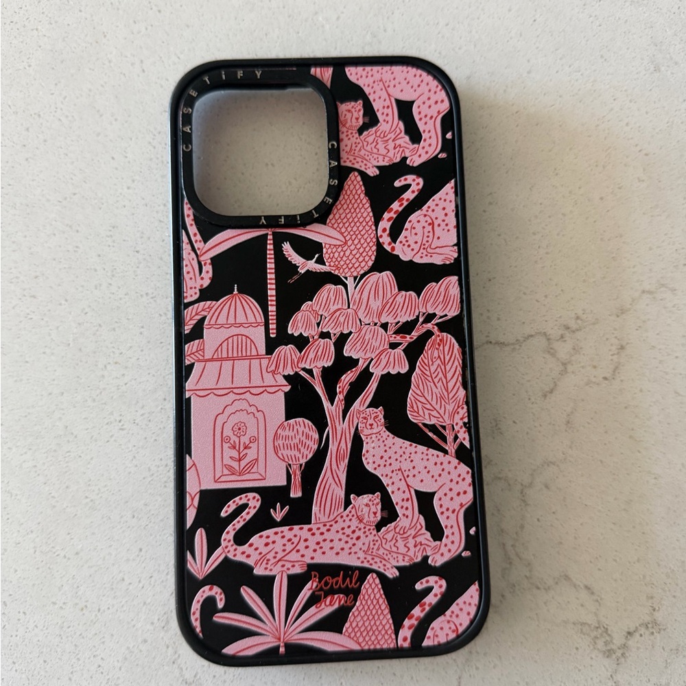 Casetify Pink and Black Bodil Jane Cheetah Paradise Case